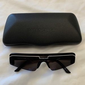 Balenciaga Black Logo Curve Sunglasses